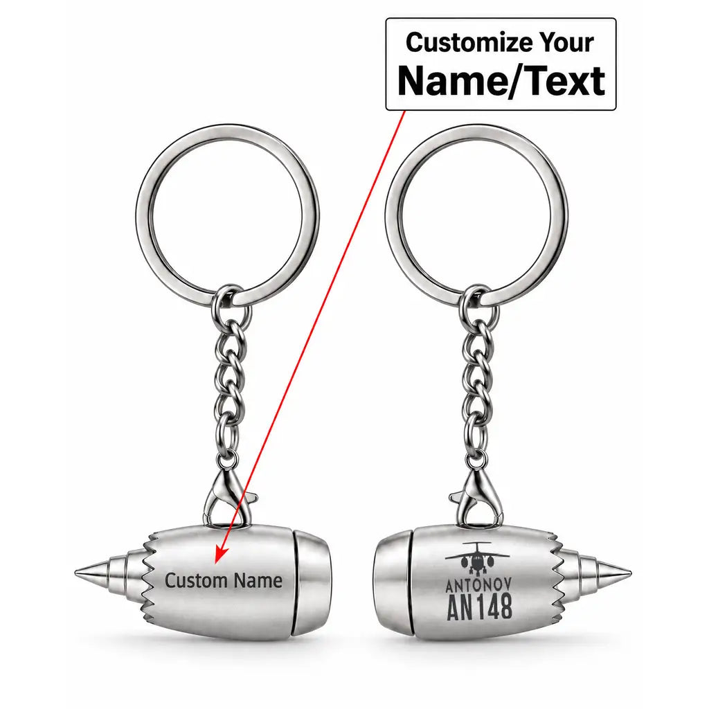 Antonov An-148 - Engine Key Chain - Heritage - Silver + Name