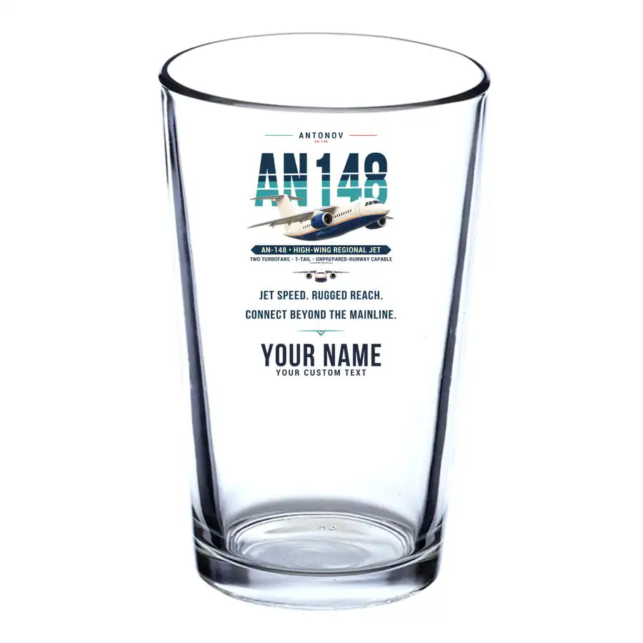 Antonov An-148 - Original + Name - Beer & Water Glass