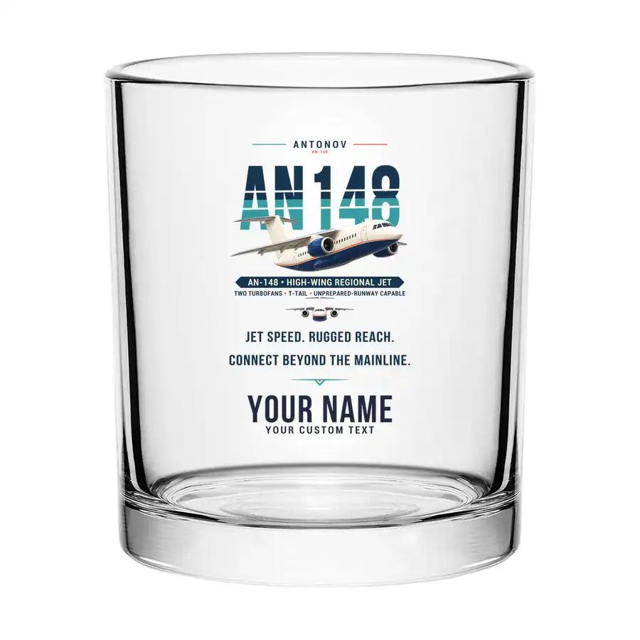 Antonov An-148 - Original + Name - Special Whiskey Glass