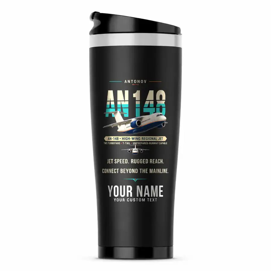 Antonov An-148 - Original + Name - Stainless Steel (No Holder) - Black