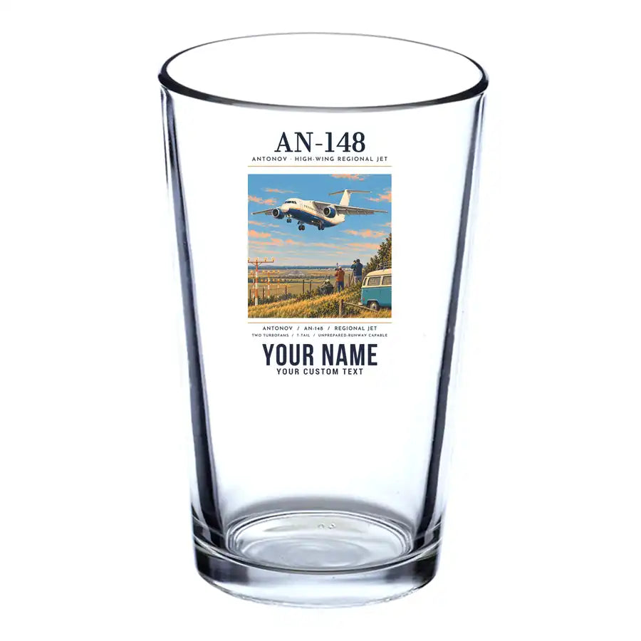 Antonov An-148 - Poster + Name - Beer & Water Glass