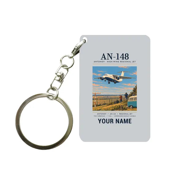 Antonov An-148 - Poster + Name - Key Chain - Light Gray