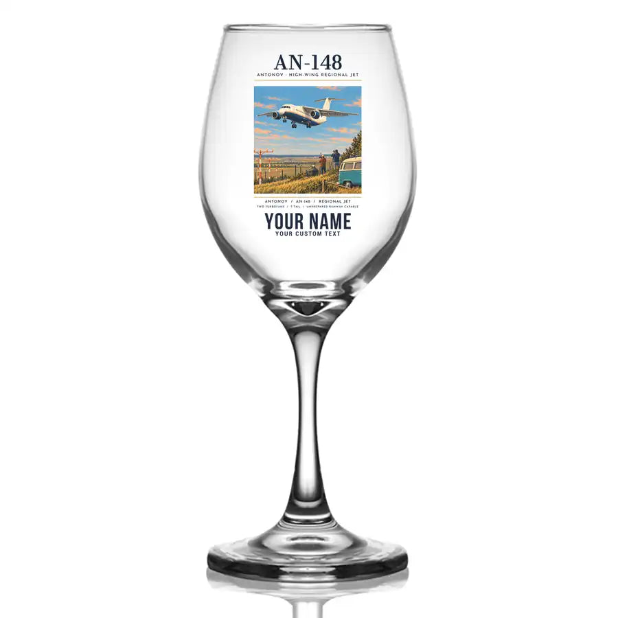 Antonov An-148 - Poster + Name - Wine Glass