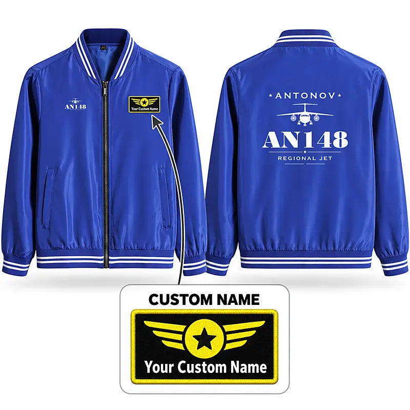 Antonov An-148 Stylish Jackets - Baseball Collar - Heritage + Name - Royal Blue