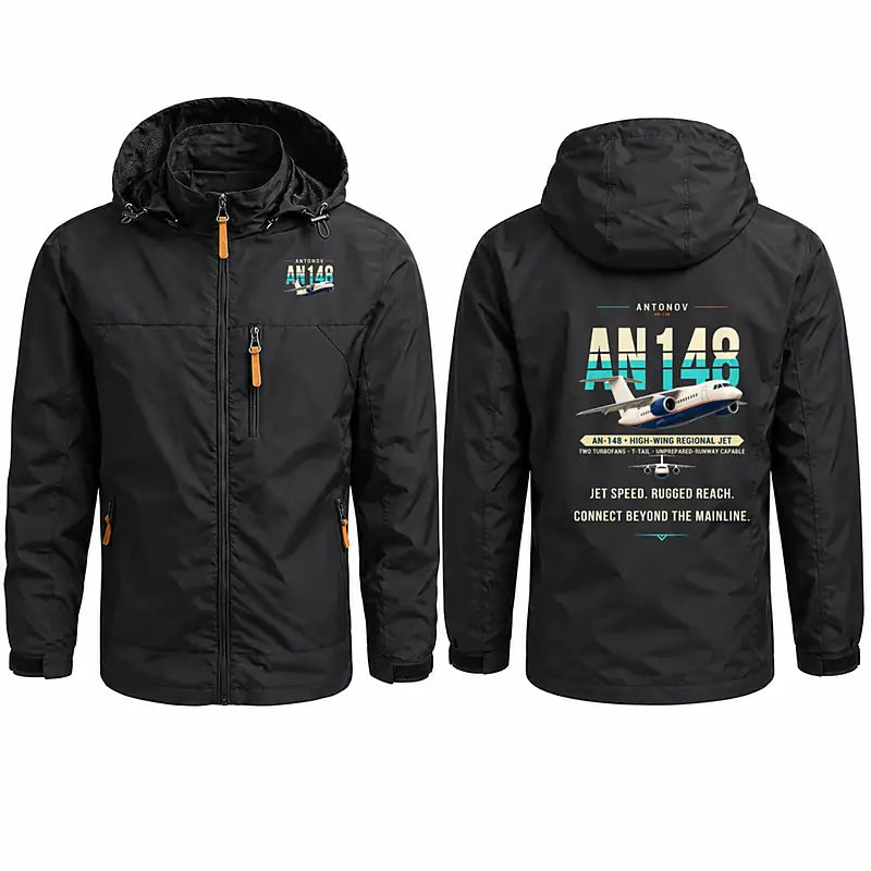 Antonov An-148 Stylish Jackets - Hooded Windbreaker - Original - Black