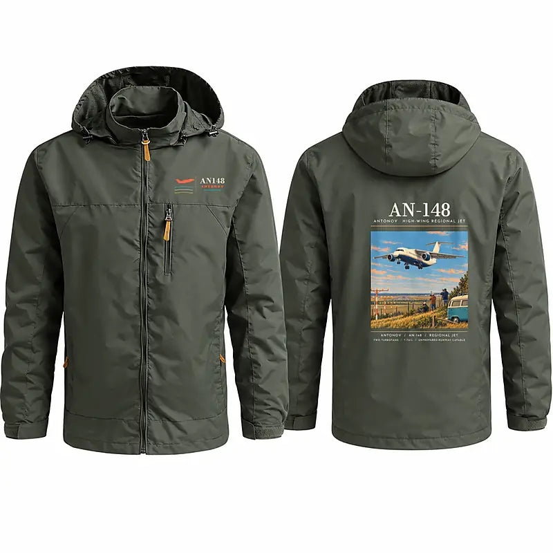 Antonov An-148 Stylish Jackets - Hooded Windbreaker - Poster - Olive Green