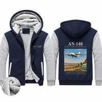 Thumbnail for Antonov An-148 Zipped Sweatshirts - Poster - Navy & Gray