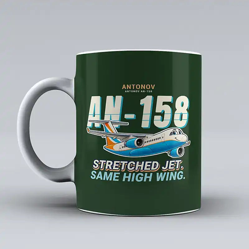 Antonov An-158 - Cartoon - Mug - Dark Green