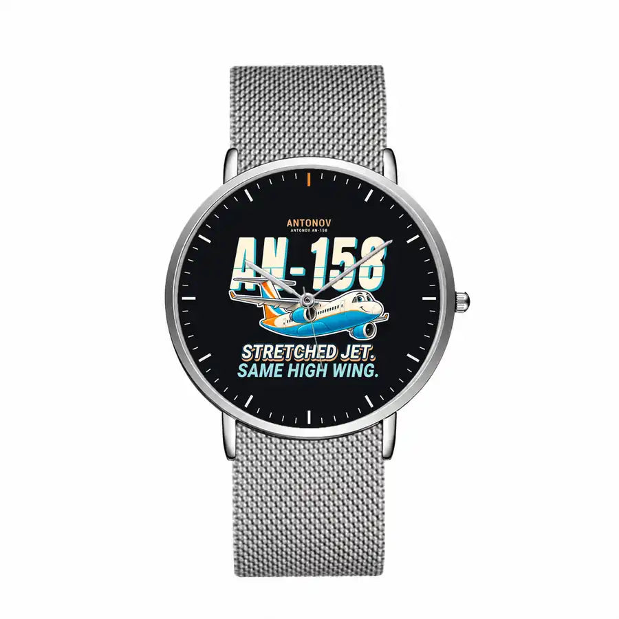 Antonov An-158 - Cartoon - Slim Mesh - Silver and Silver Stainless Steel Strap