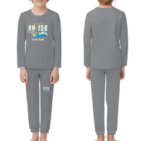 Thumbnail for Antonov An-158 - Children Pajamas - Cartoon Chest + Name - Gray