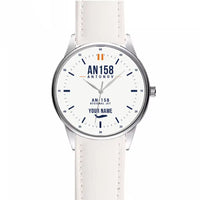 Thumbnail for Antonov An-158 - Classic - White + Name - Leather Strap - White Leather Strap