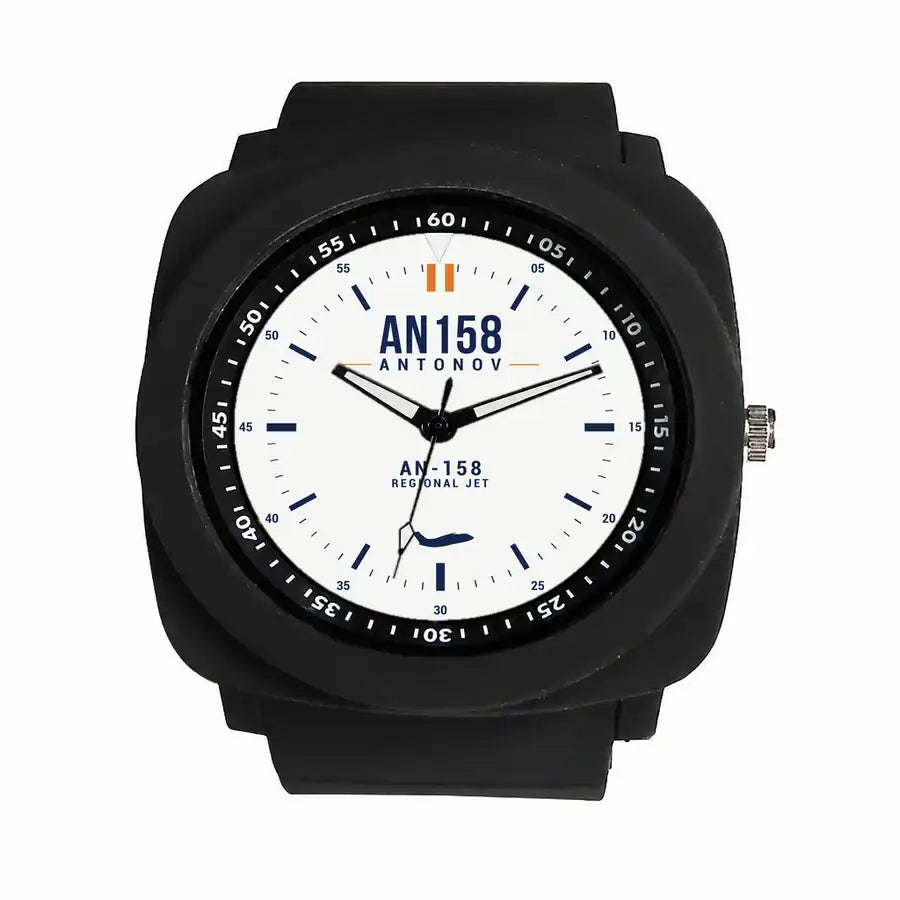 Antonov An-158 - Classic - White - Rubber Strap - Black