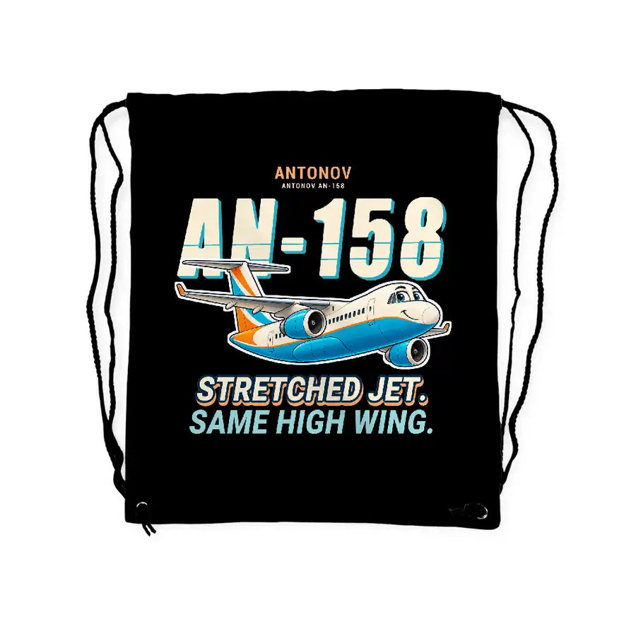 Antonov An-158 - Drawstring Bag - Cartoon - Black