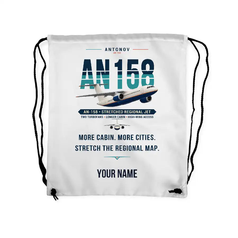 Antonov An-158 - Drawstring Bag - Original + Name - White
