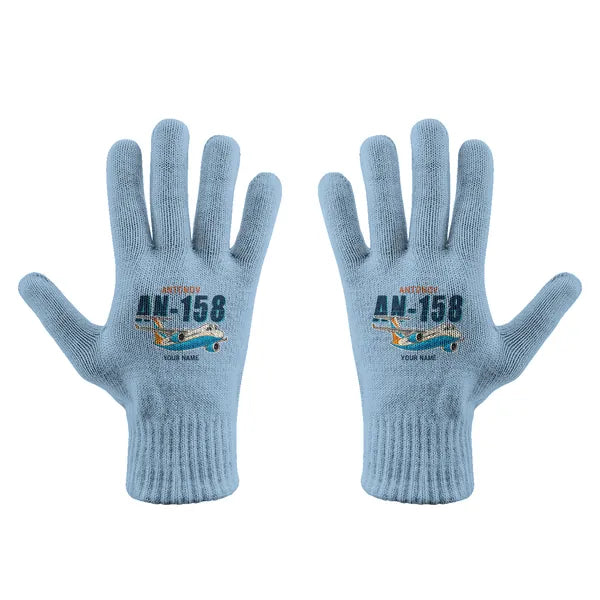 Antonov An-158 - Gloves - Full - Cartoon + Name - Light Blue