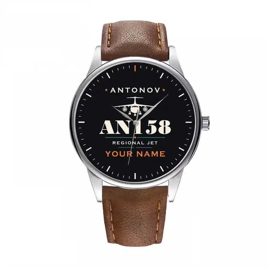 Antonov An-158 - Heritage + Name - Leather Strap - Brown Leather Strap