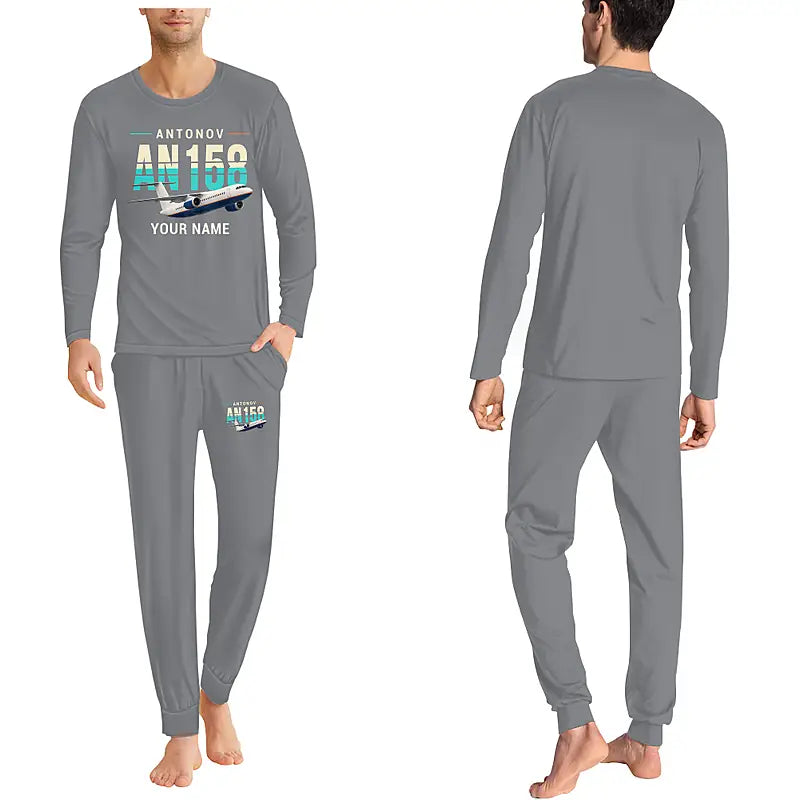 Antonov An-158 - Men Pajamas - Original Chest + Name - Gray