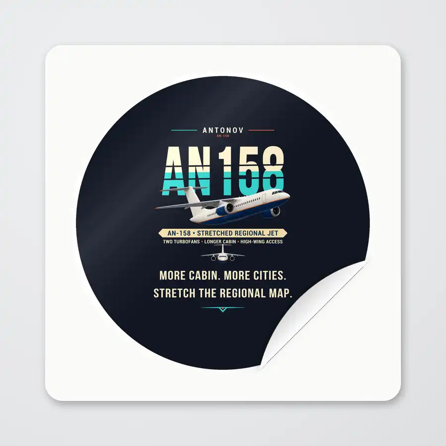 Antonov An-158 - Original - Circle Sticker - Peel
