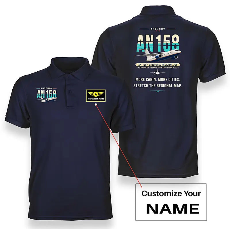 Antonov An-158 - Original - Double-Side Polo - Navy Blue + Name