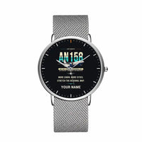 Thumbnail for Antonov An-158 - Original + Name - Slim Mesh - Silver and Silver Stainless Steel Strap
