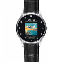 Thumbnail for Antonov An-158 - Poster + Name - Leather Strap - Striped Black Leather Strap