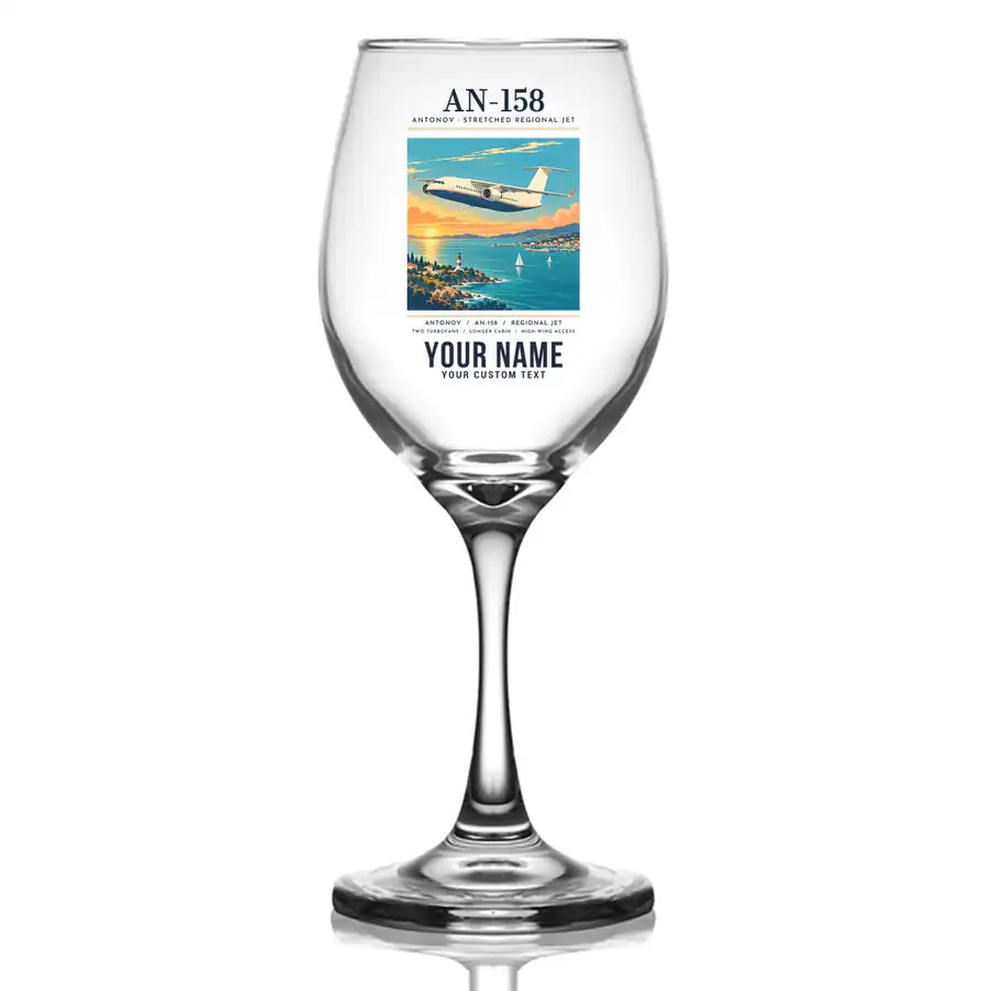 Antonov An-158 - Poster + Name - Wine Glass
