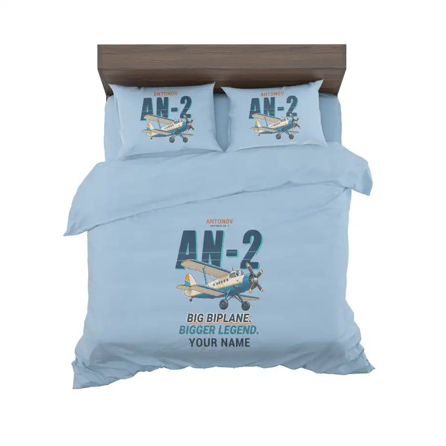 Antonov An-2 - Cartoon + Name - Bedding Set - Light Blue