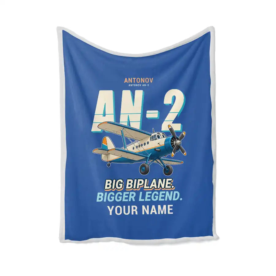 Antonov An-2 - Cartoon + Name - Blanket - Blue