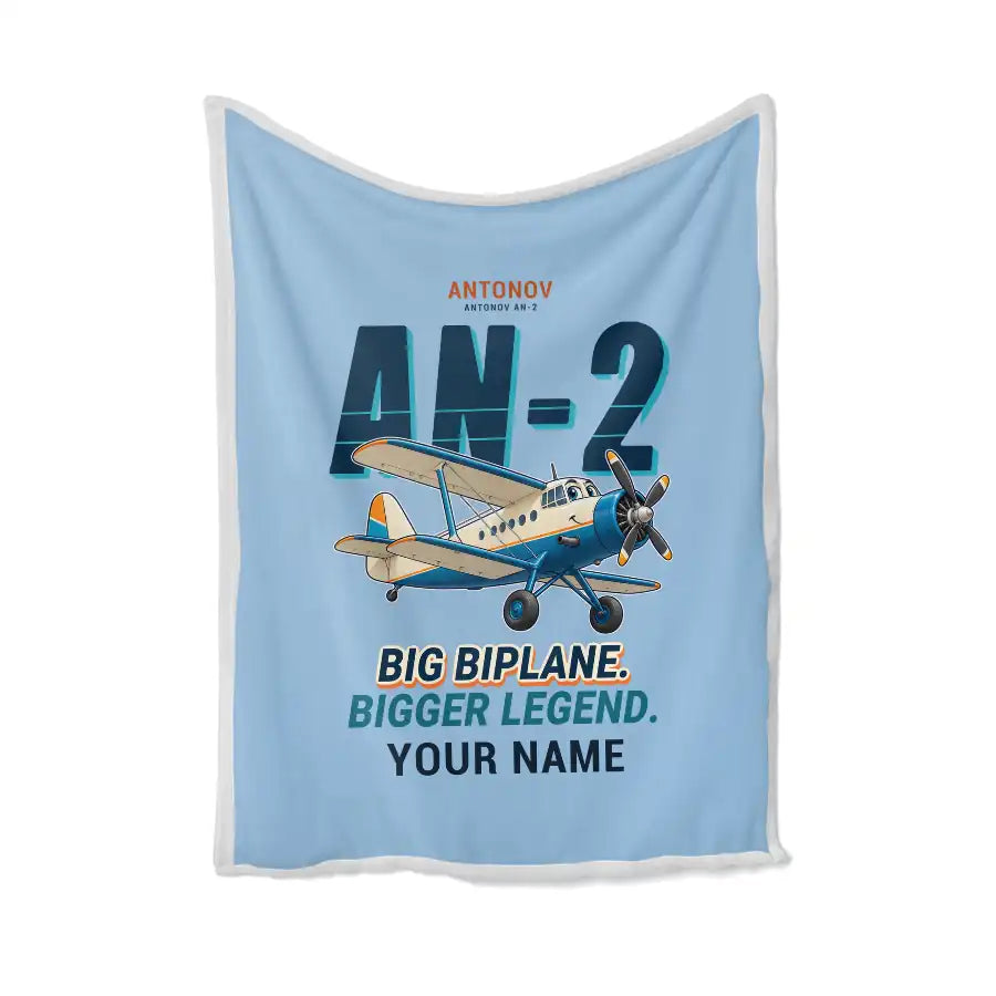 Antonov An-2 - Cartoon + Name - Blanket - Light Blue