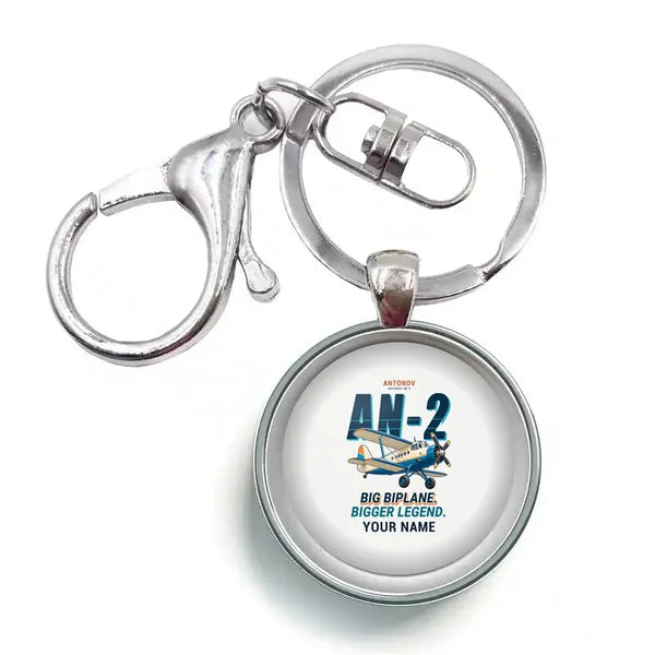 Antonov An-2 - Cartoon + Name - Circle Key Chain - White