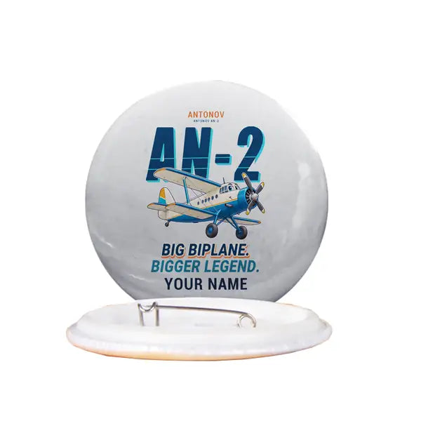 Antonov An-2 - Cartoon + Name - Pin - Light Gray