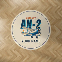 Thumbnail for Antonov An-2 - Cartoon + Name - Round Carpet - Beige