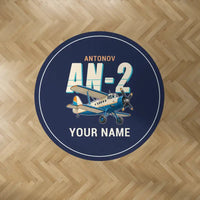 Thumbnail for Antonov An-2 - Cartoon + Name - Round Carpet - Dark Blue