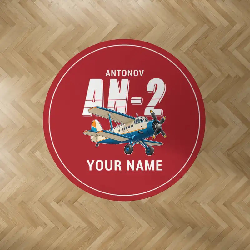 Antonov An-2 - Cartoon + Name - Round Carpet - Red