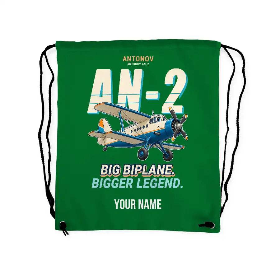 Antonov An-2 - Drawstring Bag - Cartoon + Name - Green