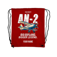 Thumbnail for Antonov An-2 - Drawstring Bag - Cartoon + Name - Red