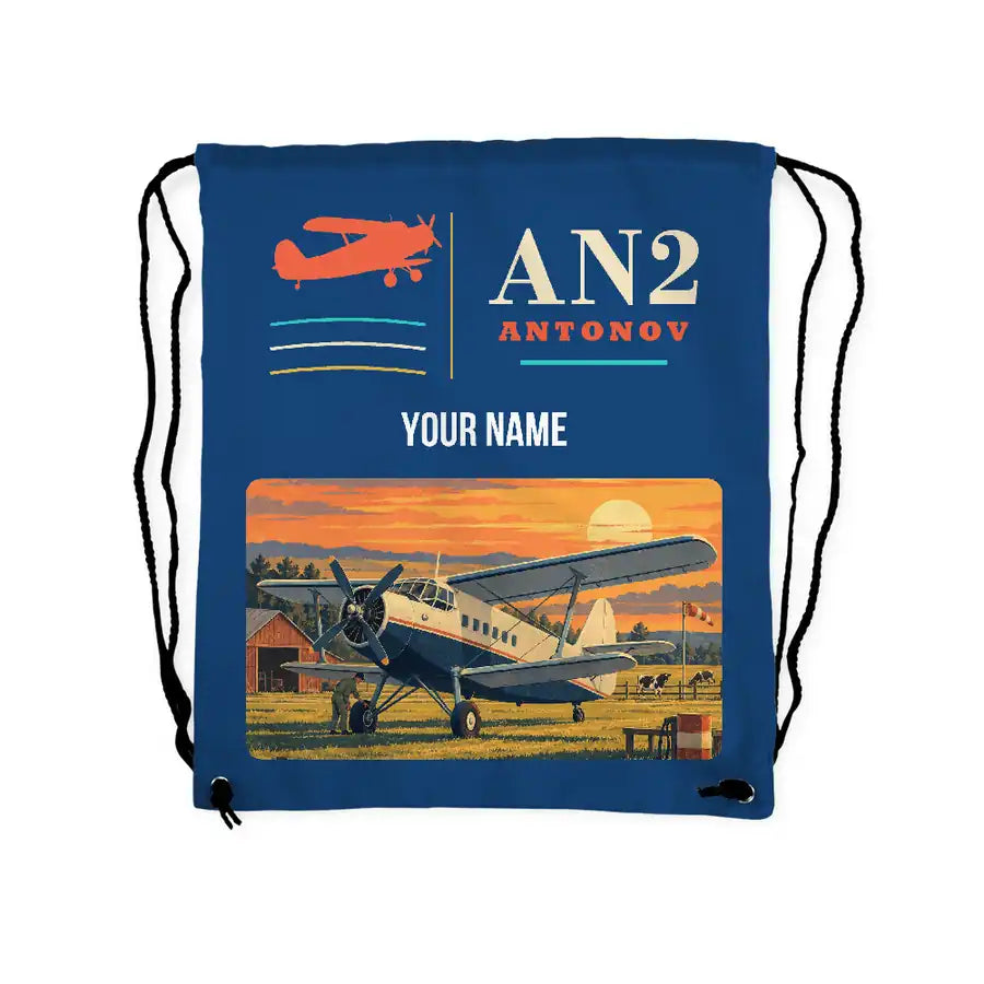 Antonov An-2 - Drawstring Bag - Classic + Name - Blue