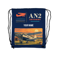 Thumbnail for Antonov An-2 - Drawstring Bag - Classic + Name - Dark Blue