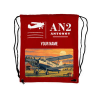Thumbnail for Antonov An-2 - Drawstring Bag - Classic + Name - Red