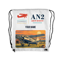 Thumbnail for Antonov An-2 - Drawstring Bag - Classic + Name - White