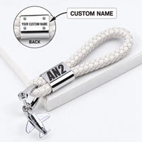 Thumbnail for Antonov An-2 - Leather Key Chain - Braided Leather - Tag - White + Name