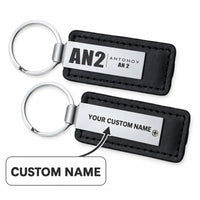 Thumbnail for Antonov An-2 - Leather Key Chain - Faux Leather - Tag - Black + Name