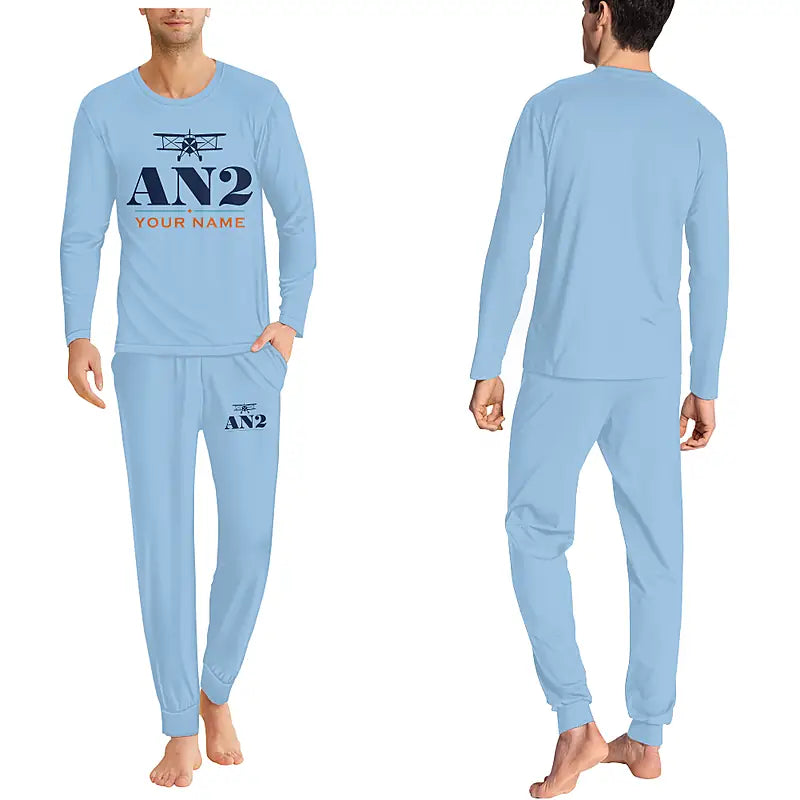 Antonov An-2 - Men Pajamas - Heritage Chest + Name - Light Blue