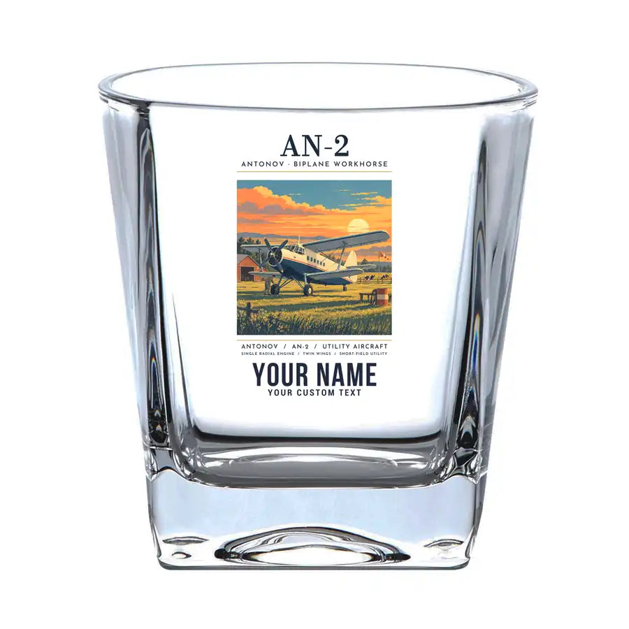 Antonov An-2 - Poster + Name - Whiskey Glass