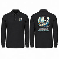 Thumbnail for Antonov An-2 Premium Polo T-Shirts - Cartoon - Long Sleeve - Black
