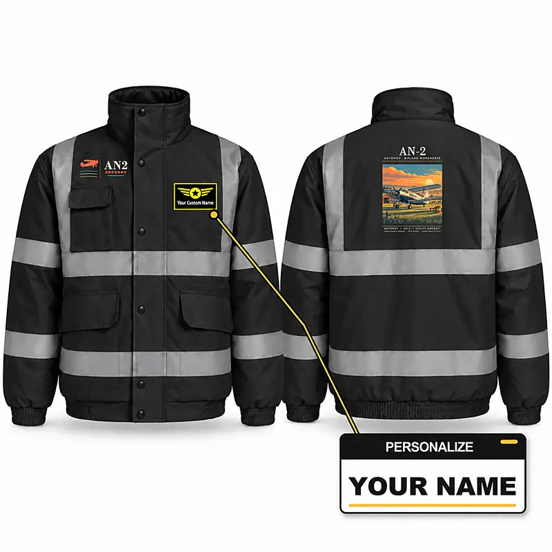 Antonov An-2 Reflective Winter Jackets - Poster + Name - Black