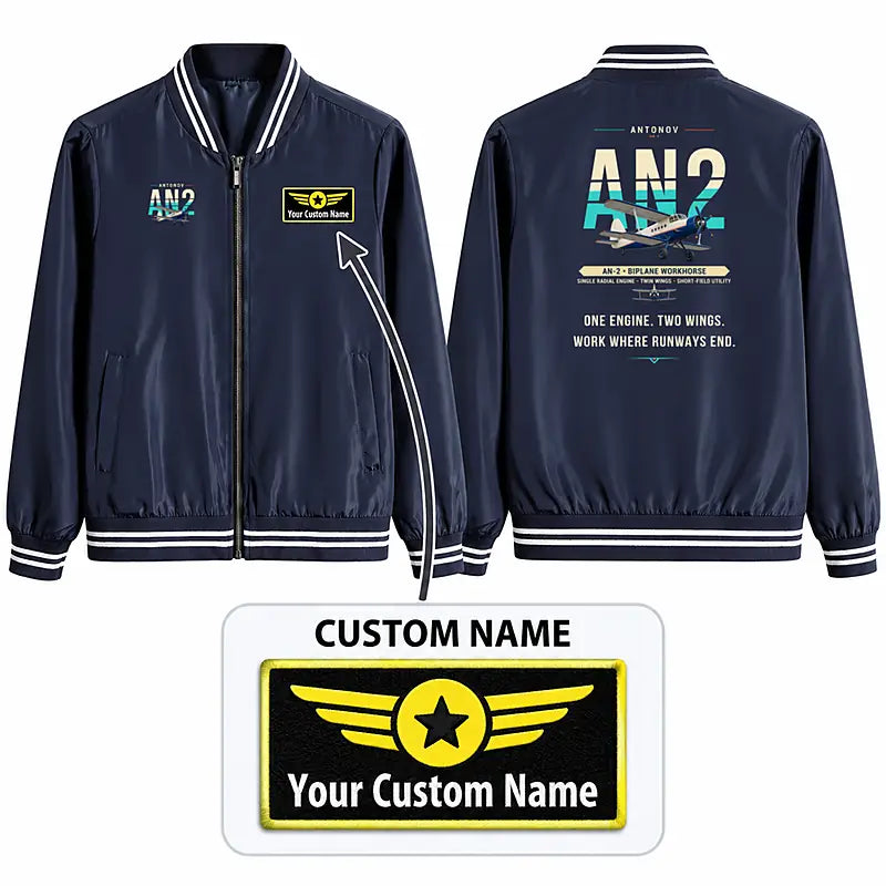 Antonov An-2 Stylish Jackets - Baseball Collar - Original + Name - Navy Blue