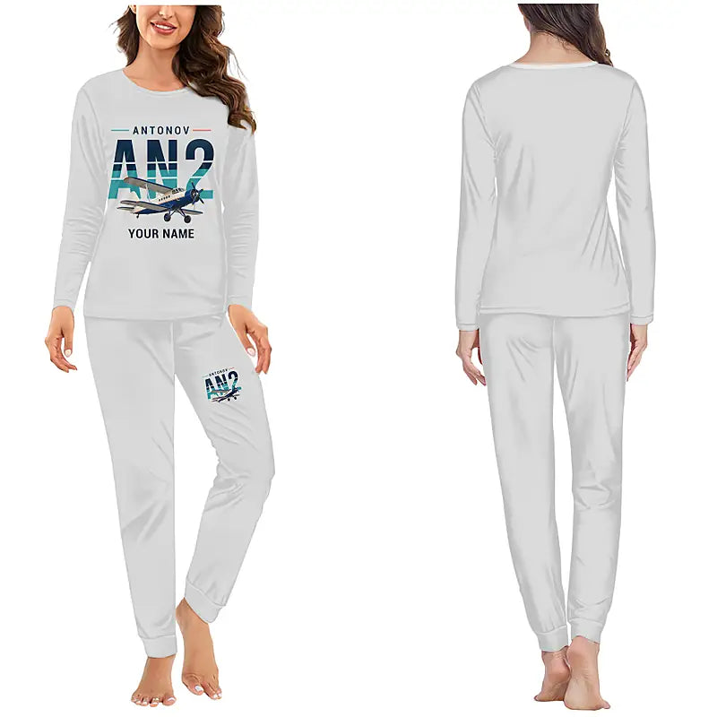 Antonov An-2 - Women Pajamas - Original Chest + Name - Light Gray