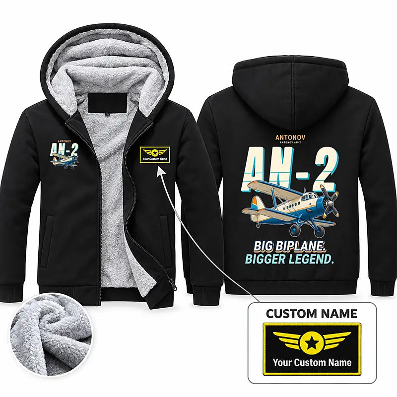 Antonov An-2 Zipped Sweatshirts - Cartoon + Name - Black