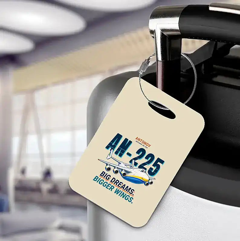 Antonov An-225 Mriya - Cartoon - Luggage Tag - Beige